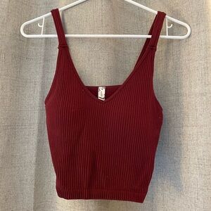 Wishlist Burgundy Ribbed Crop Top